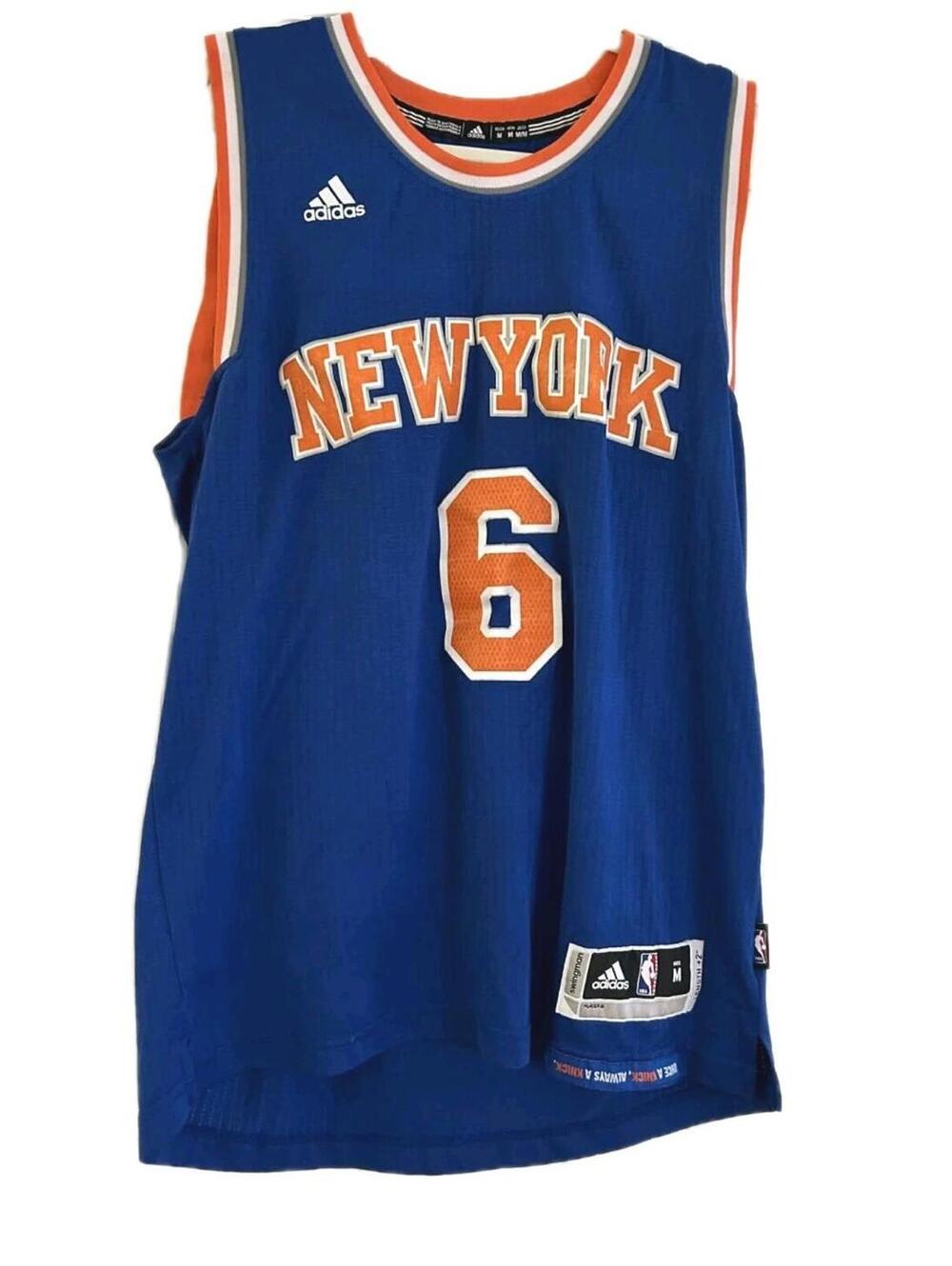 Adidas New York Knicks Basketball Jersey #6 Porzingis Blue Sporty Men’s Size M